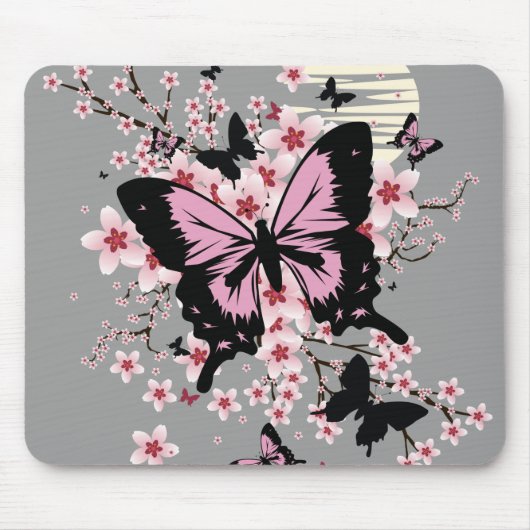 Cherry Blossom Butterflies Mousepad (Vorne)