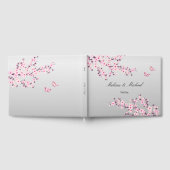 Cherry Blossom Butterflies Pink Gray | Hochzeit Gästebuch (Voll)