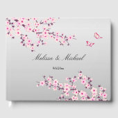 Cherry Blossom Butterflies Pink Gray | Hochzeit Gästebuch (Vorderseite)
