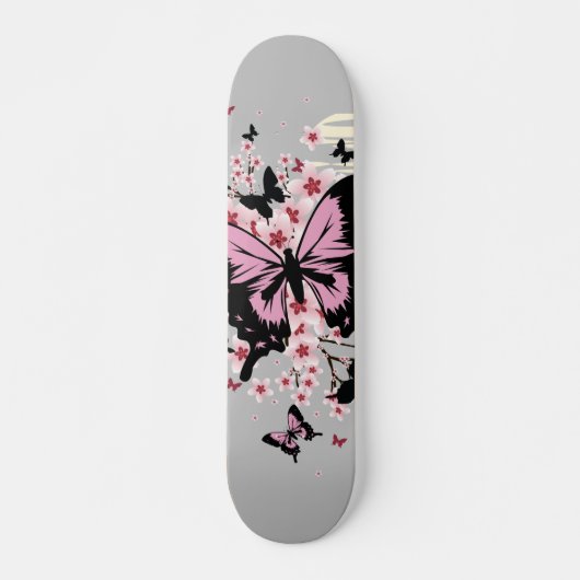 Cherry Blossom Butterflies Skateboard (Vorne)