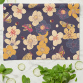Cherry Blossom Butterfly Asian Print Geschirrtuch (Gefaltet)