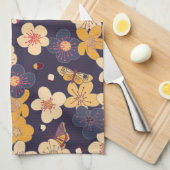 Cherry Blossom Butterfly Asian Print Geschirrtuch (Viertel Falte)