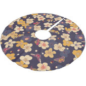 Cherry Blossom Butterfly Asian Print Polyester Weihnachtsbaumdecke (Schrägansicht)