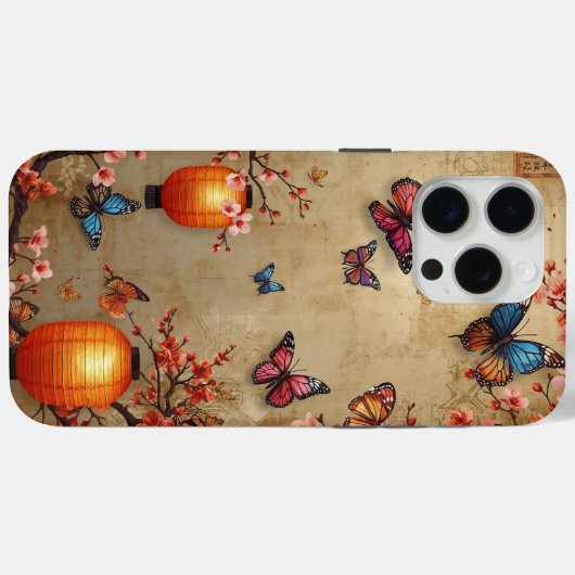 Cherry Blossom Butterfly Lantern Case-Mate iPhone Hülle (Rückseite (Horizontal))