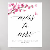 Cherry Blossom Butterfly Pink Brautparty Zeichen Poster (Vorne)