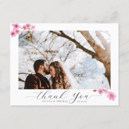 Cherry Blossom Calligraphy Wedding Foto Vielen Dan Postkarte