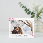 Cherry Blossom Calligraphy Wedding Foto Vielen Dan Postkarte (Stehend Vorderseite)