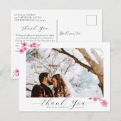 Cherry Blossom Calligraphy Wedding Foto Vielen Dan Postkarte (Vorne/Hinten)