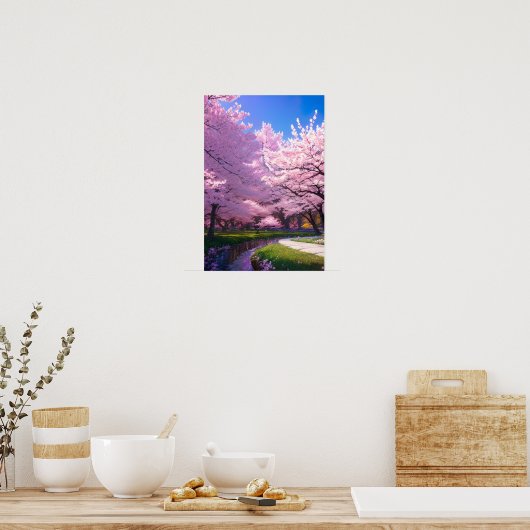 Cherry Blossom Canal Poster (Küche)