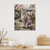 Cherry Blossom Cat Serenity Poster (Küche)