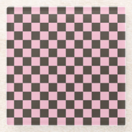 Cherry blossom checkered board pattern glasuntersetzer