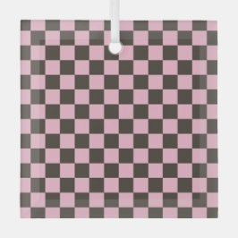 Cherry blossom checkered board pattern ornament aus glas