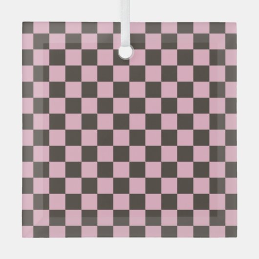 Cherry blossom checkered board pattern ornament aus glas (Vorderseite)