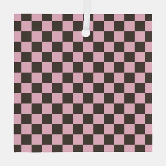 Cherry blossom checkered board pattern ornament aus glas (Rückseite)