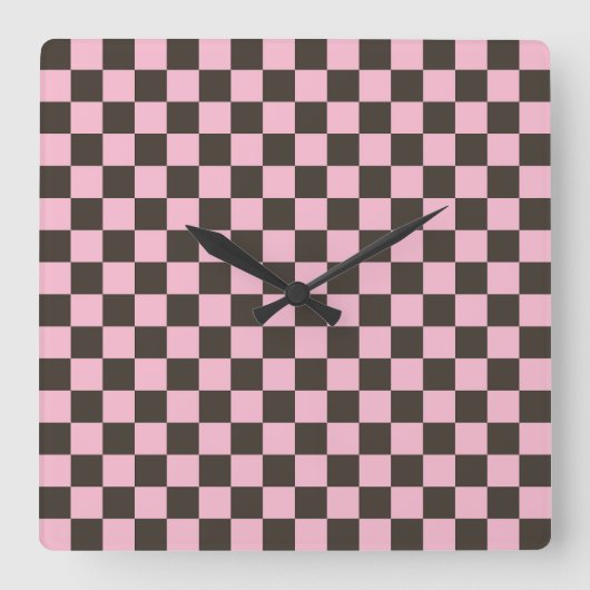Cherry blossom checkered board pattern quadratische wanduhr (Vorderseite)