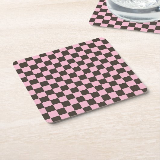 Cherry blossom checkered board pattern rechteckiger pappuntersetzer (angewinkelt)