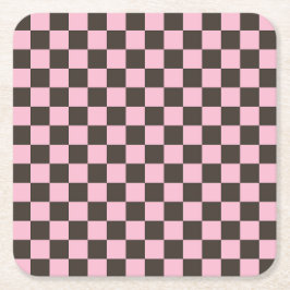 Cherry blossom checkered board pattern rechteckiger pappuntersetzer