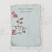 Cherry Blossom Chickadee Damask Wedding Menu Menükarte (Rückseite)