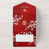 Cherry Blossom Chinese Wedding All In One Einladung (Außenbereich)