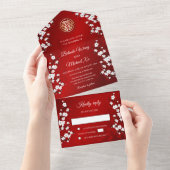 Cherry Blossom Chinese Wedding All In One Einladung (Abreißen)