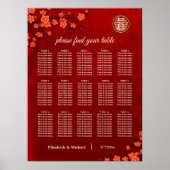 Cherry Blossom Chinese Wedding Seating Chart Poster (Vorne)