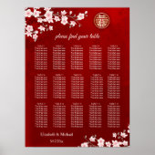 Cherry Blossom Chinese Wedding Seating Chart Poster (Vorne)
