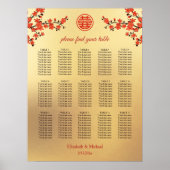 Cherry Blossom Chinese Wedding Seating Chart Poster (Vorne)