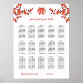 Cherry Blossom Chinese Wedding Seating Chart Poster (Vorne)