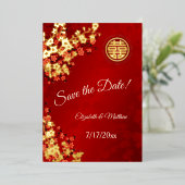 Cherry Blossom chinesische Hochzeit retten das Dat Folieneinladung (Stehend vorne)