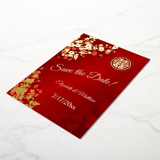 Cherry Blossom chinesische Hochzeit retten das Dat Folieneinladung (Gedreht)