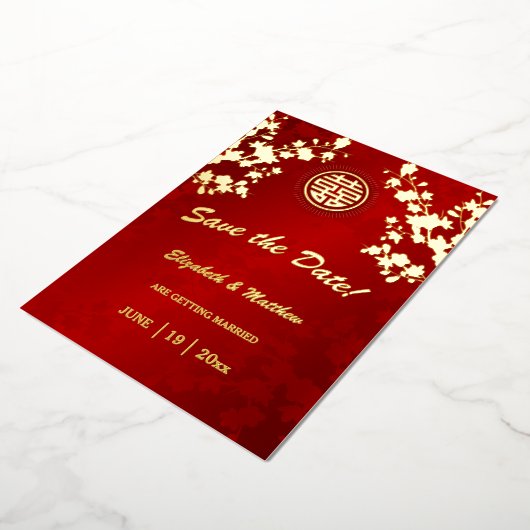 Cherry Blossom chinesische Hochzeit retten das Dat Folieneinladung (Gedreht)