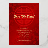 Cherry Blossom chinesische Hochzeit retten das Dat Folieneinladung (Rückseite)