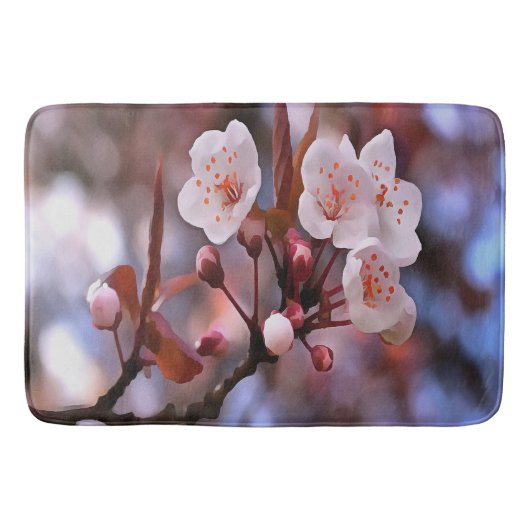 Cherry Blossom Cluster mit rosa und blau Badematte (Vorderseite)