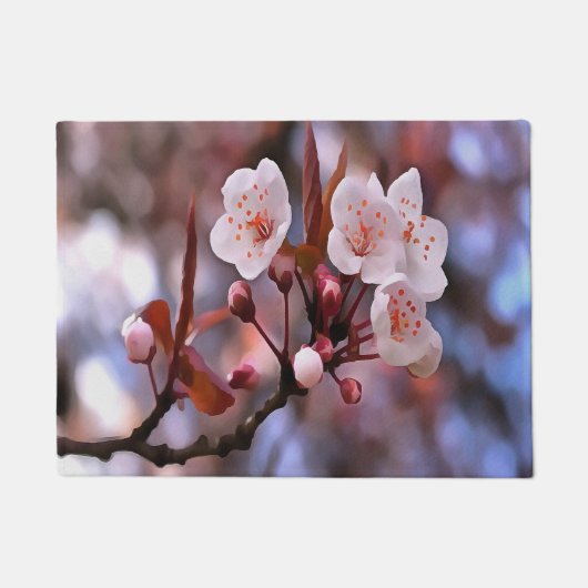 Cherry Blossom Cluster mit rosa und blau Fußmatte (Vorderseite)