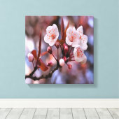 Cherry Blossom Cluster mit rosa und blau Leinwanddruck (Insitu (Holzboden))