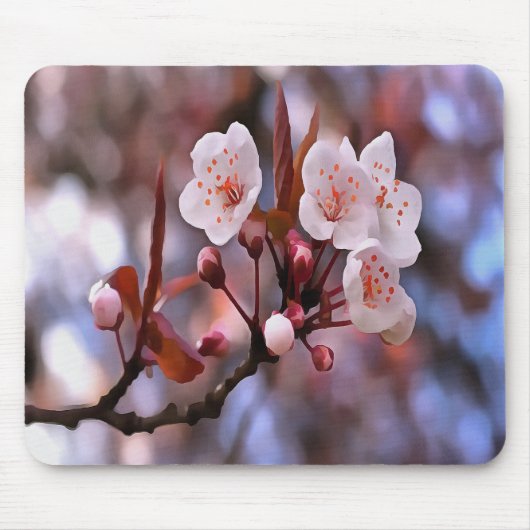 Cherry Blossom Cluster mit rosa und blau Mousepad (Vorne)