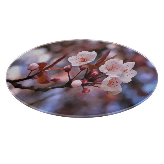 Cherry Blossom Cluster mit rosa und blau Schneidebrett (Ecke)
