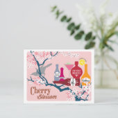 Cherry Blossom Cocktail Postkarte (Stehend Vorderseite)