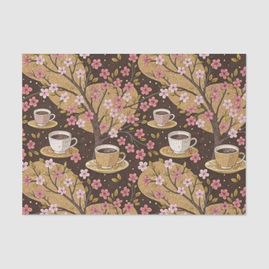 Cherry Blossom Coffee Cozy Pattern (8) Seidenpapier (Vorderseite)