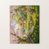 Cherry Blossom Cottage by the Garden Pond Puzzle (Vertikal)