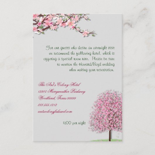 Cherry Blossom Custom Accommodation Card Begleitkarte (Vorderseite)