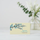 Cherry Blossom Custom Business Cards (aqua) Visitenkarte (Stehend Vorderseite)