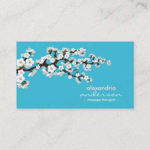 Cherry Blossom Custom Business Cards (aqua) Visitenkarte