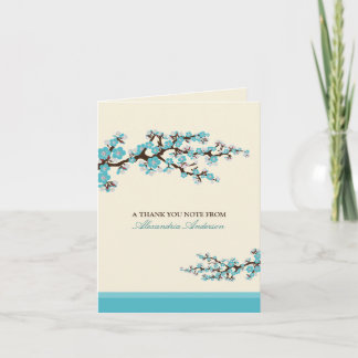 Cherry Blossom Custom Dankeschön Card (aqua) Dankeskarte