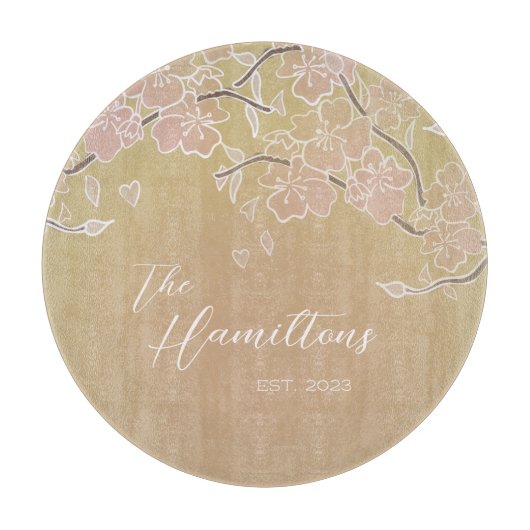 Cherry Blossom Custom Establishment Year Schneidebrett (Vorderseite)