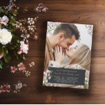 Cherry Blossom Custom Foto Wedding Einladung<br><div class="desc">Cherry blühen Foto Hochzeit Einladung,  zu denen Sie ein Foto hinzufügen können,  dass die gesamte Einladung deckt. Zweige der rosafarbenen Kirschblüte schmücken die blumengeschmückte Hochzeitseinladung. Fügen Sie Ihre Namen und die Einzelheiten Ihrer Hochzeit auf einem Holzkohlelabel am Ende der Foto Hochzeit laden.</div>