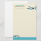 Cherry Blossom Custom Stationery (Aqua) Briefpapier (Vorne/Hinten)