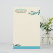 Cherry Blossom Custom Stationery (Aqua) Briefpapier (Stehend Vorderseite)