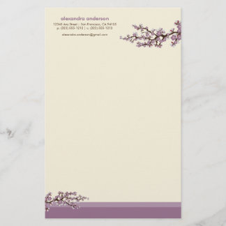 Cherry Blossom Custom Stationery (Lavendel) Briefpapier