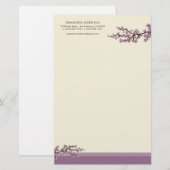 Cherry Blossom Custom Stationery (Lavendel) Briefpapier (Vorne/Hinten)